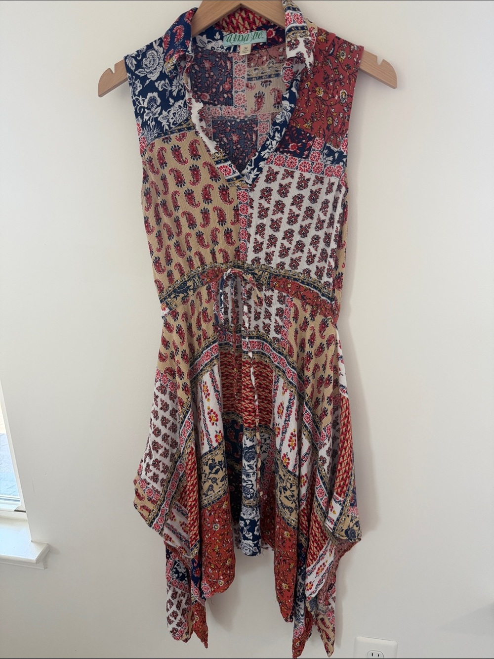 Aina Be Patchwork Sleeveless Asymmetrical Dress Size Medium